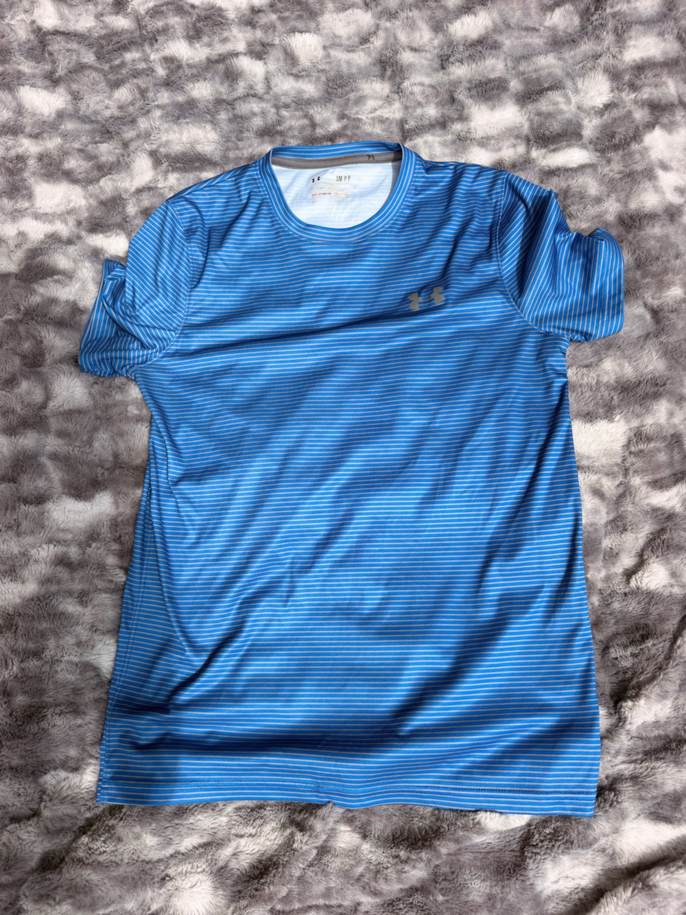 Under Armour Blue Striped Short Sleeve Performance Tee size SM/P/P